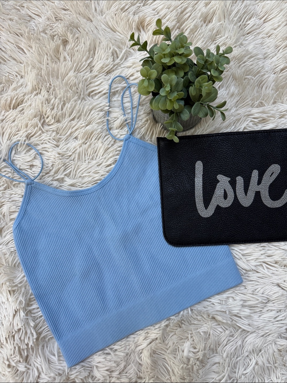 Zenana NWOT Ribbed Cropped Cami Top 💗 Sky Blue